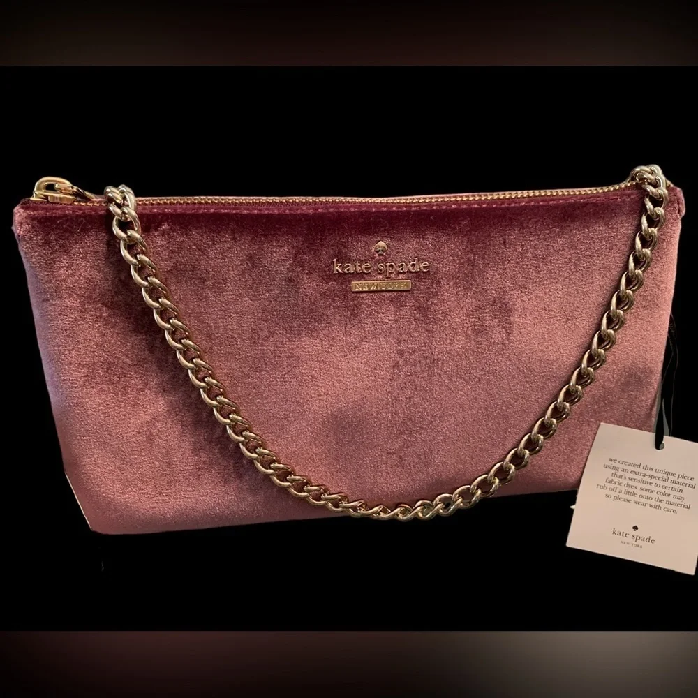 NWT Kate Spade Tilly deep plum velvet crossbody or clutch WKRU5592